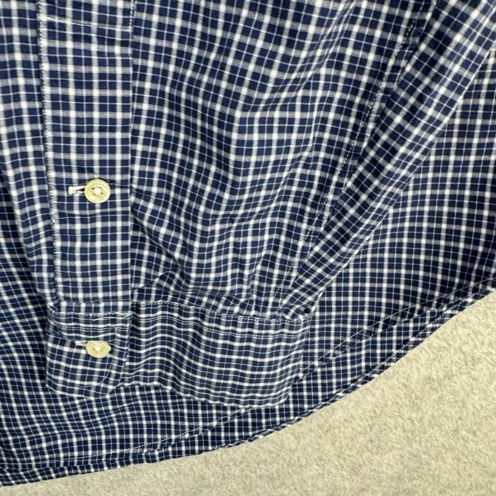 Ralph Lauren Classic Fit Button Down Shirt Blue Check Long Sleeve Cotton XXL VTG